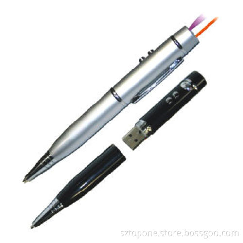 USB pen drives, flash memory, laser pointer, LED, ballpoint pen, measures 142 x 14mm